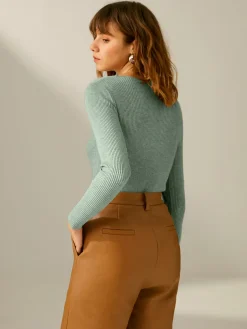 COMMENSE Clouds Ribbed Pullover Sweater* Sweater Tops|Sweaters & Cardigans