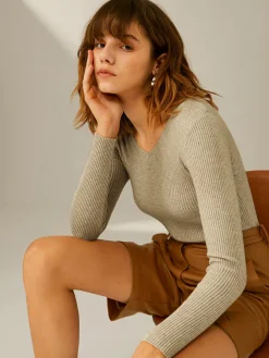 COMMENSE Clouds Ribbed Pullover Sweater* Sweater Tops|Sweaters & Cardigans