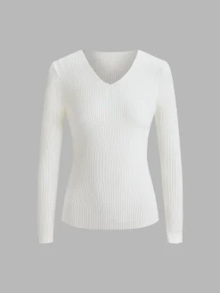 COMMENSE Clouds Ribbed Pullover Sweater* Sweater Tops|Sweaters & Cardigans
