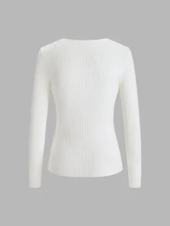 COMMENSE Clouds Ribbed Pullover Sweater* Sweater Tops|Sweaters & Cardigans