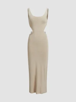 COMMENSE Coastal Air Open Back Long Dress* Sweater Dresses|Vacation Dresses