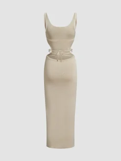 COMMENSE Coastal Air Open Back Long Dress* Sweater Dresses|Vacation Dresses