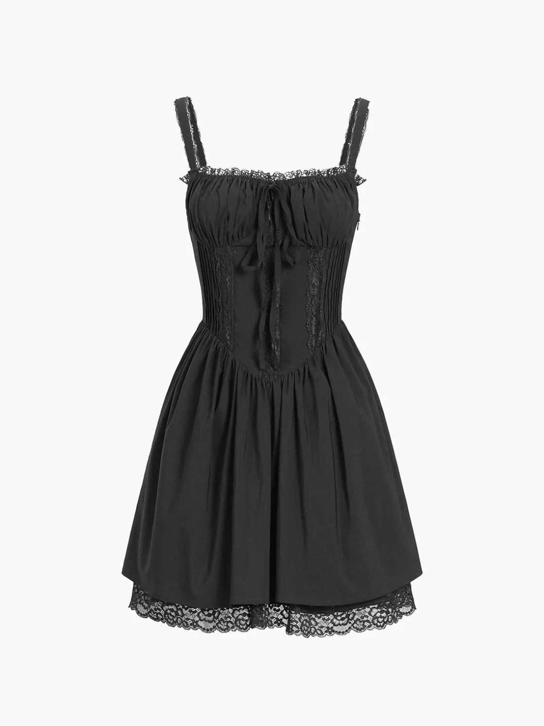 COMMENSE Coastal Cowgirl Lace Trim Corset Short Dress* White Dresses|Casual Dresses