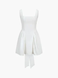 COMMENSE Coastal Cowgirl Open Back Zippered Short Dress* White Dresses|Casual Dresses