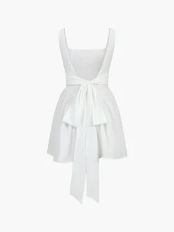 COMMENSE Coastal Cowgirl Open Back Zippered Short Dress* White Dresses|Casual Dresses