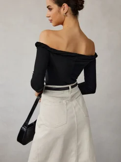 COMMENSE Cold Shoulder Plain T-Shirt* T-shirts|Tops