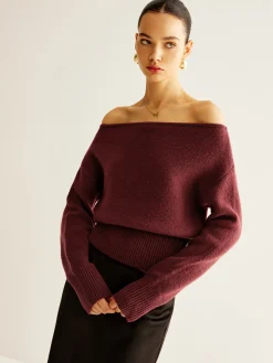 COMMENSE Cold-Shoulder Cinched Sweater* Sweater Tops|Sweaters & Cardigans