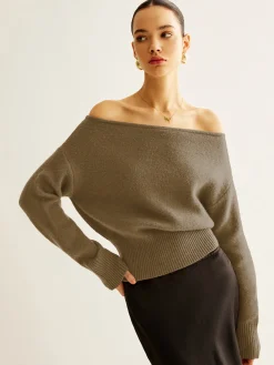 COMMENSE Cold-Shoulder Cinched Sweater* Sweater Tops|Sweaters & Cardigans