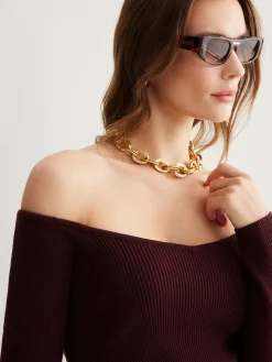 COMMENSE Cold-Shoulder Skinny Sweater* Sweater Tops|Sweaters & Cardigans