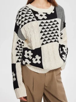 COMMENSE Color Block Cable-Knit Warm Sweater* Sweater Tops|Sweaters & Cardigans