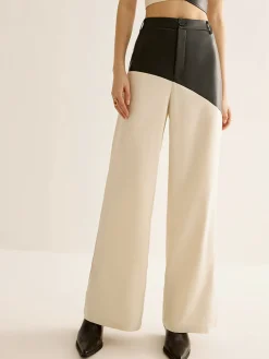 COMMENSE Color Block Faux Leather Pants* Pants|Matching Sets