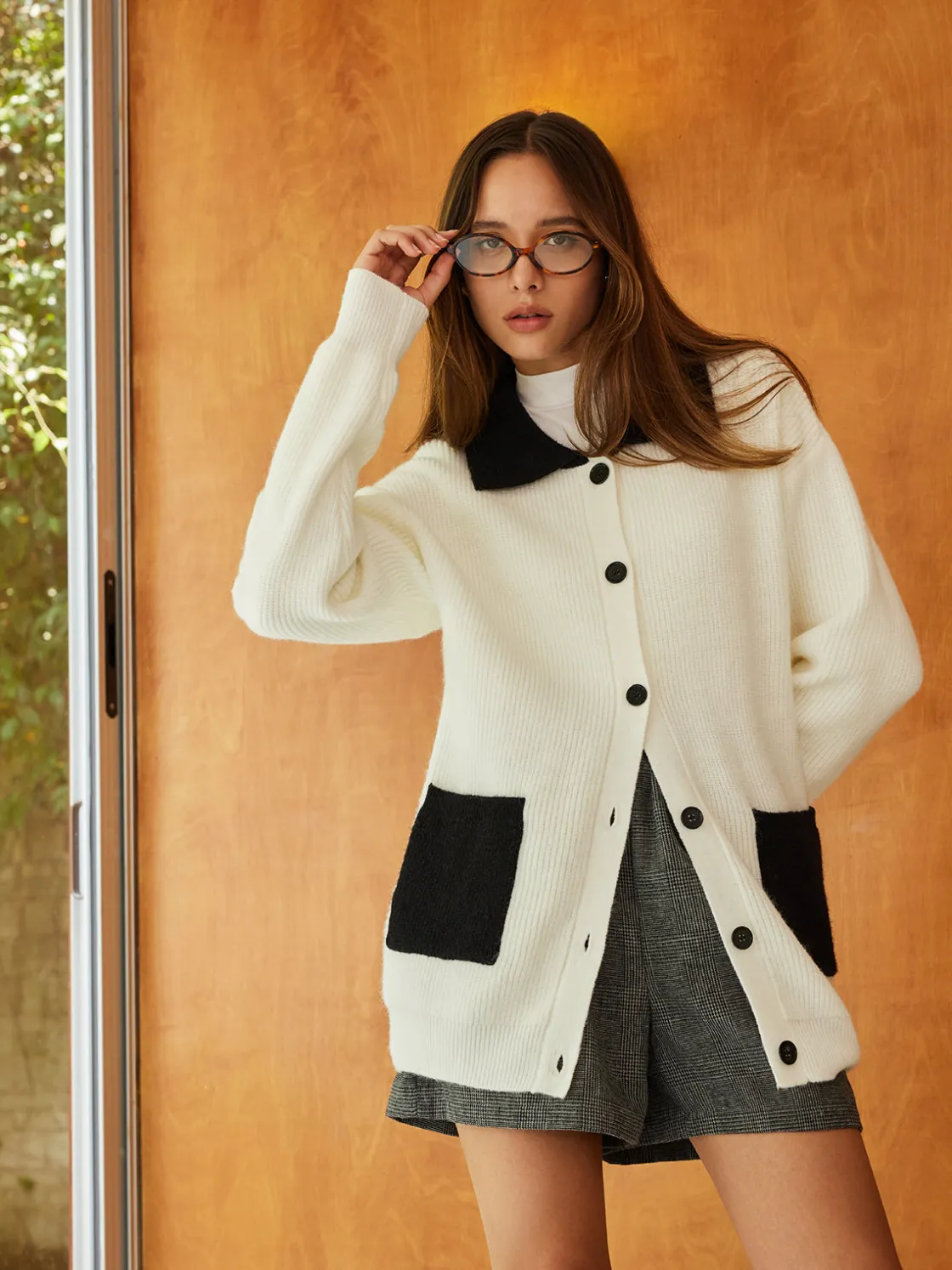 COMMENSE Color Block Lapel Oversize Cardigan* Cardigans|Sweaters & Cardigans
