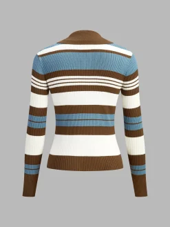 COMMENSE Color Block Lapel Slim Cardigan* Cardigans|Sweaters & Cardigans