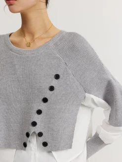 COMMENSE Color Block Panel Knit Top* Sweater Tops|Sweaters & Cardigans