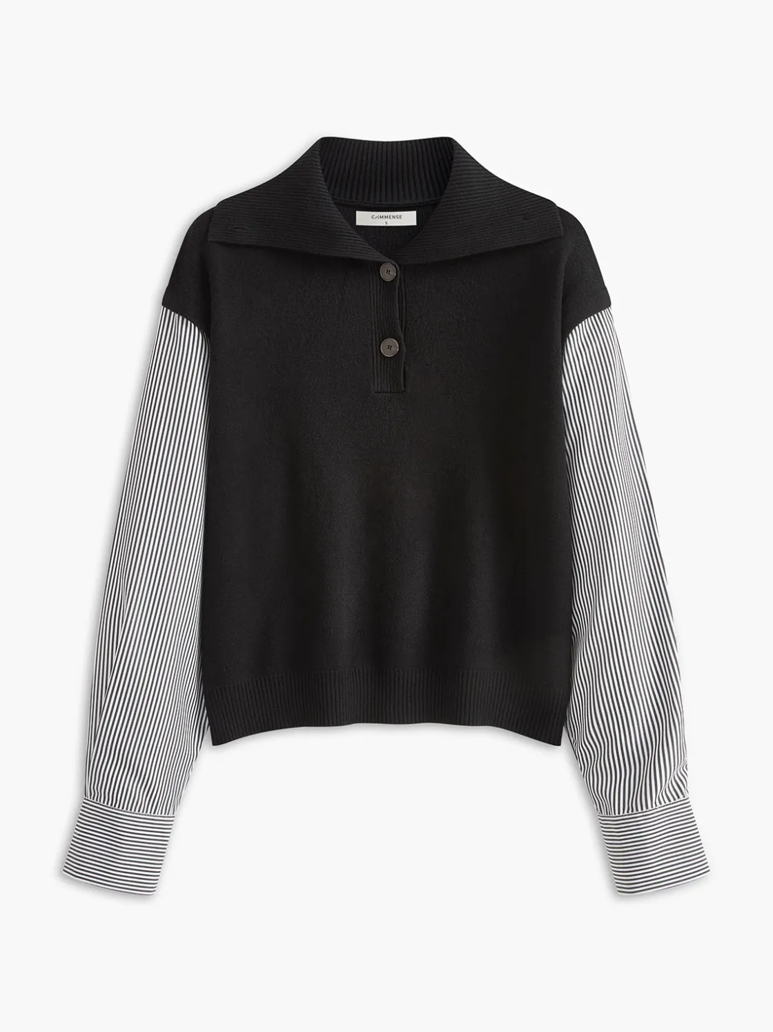 COMMENSE Color Block Panel Lapel Sweater* Sweater Tops|Sweaters & Cardigans