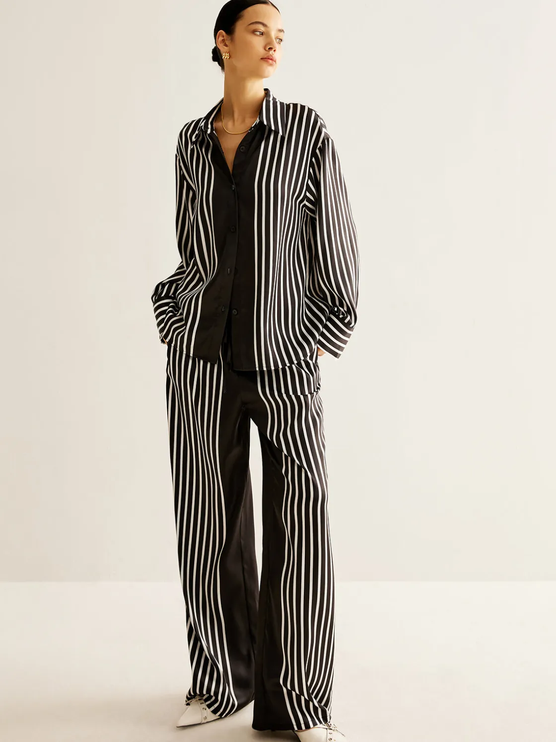 COMMENSE Color Block Pinstripe Lapel Pants Set* Pants Sets|Matching Sets