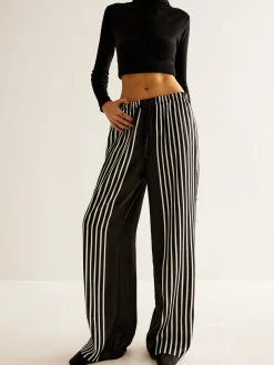COMMENSE Color Block Pinstripe Lapel Pants Set* Pants Sets|Matching Sets