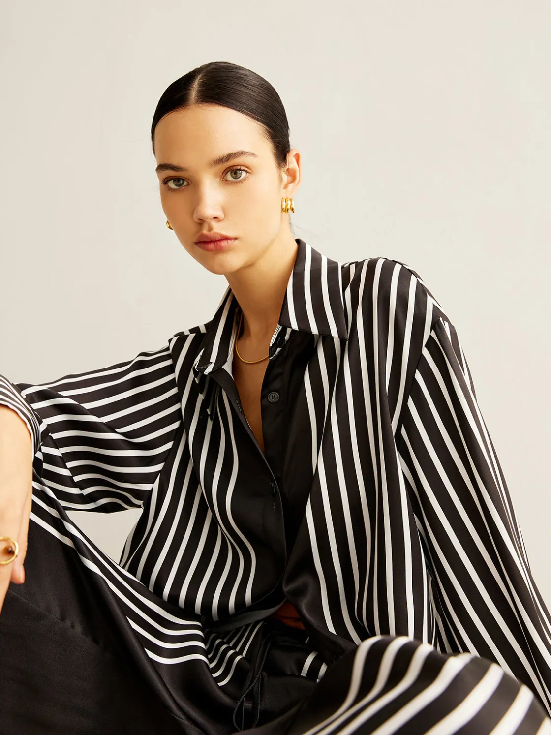 COMMENSE Color Block Pinstripe Lapel Pants Set* Pants Sets|Matching Sets