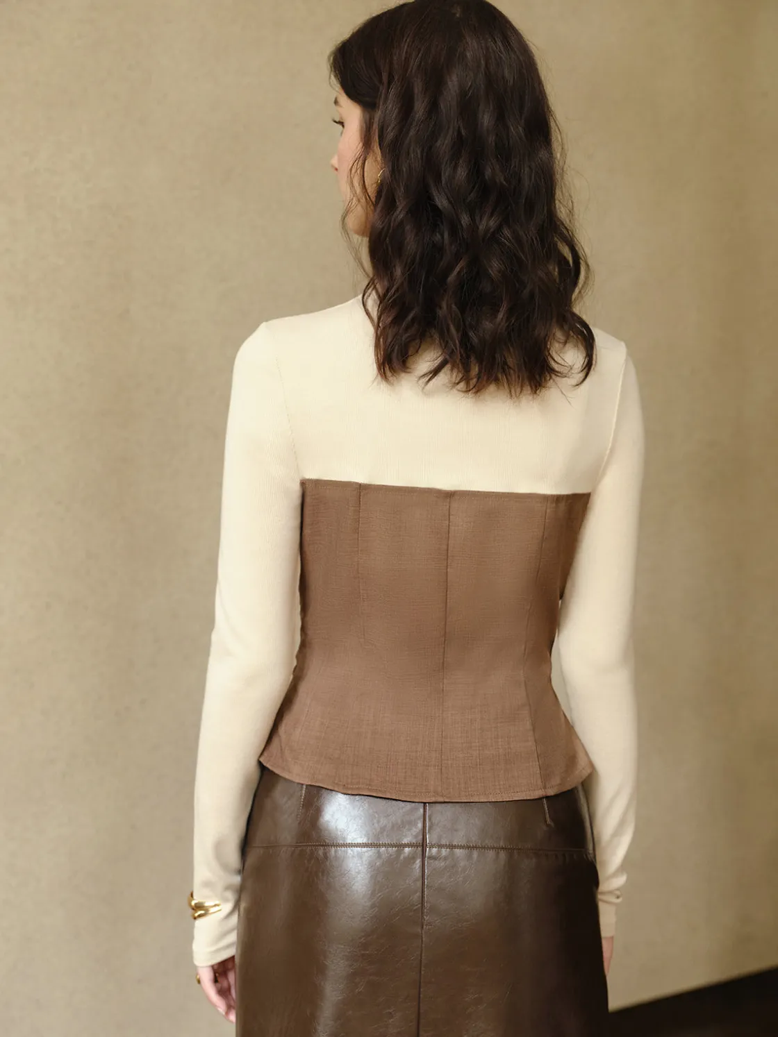 COMMENSE Color Block Pleated Panel Shirt* Blouses & Shirts|Tops
