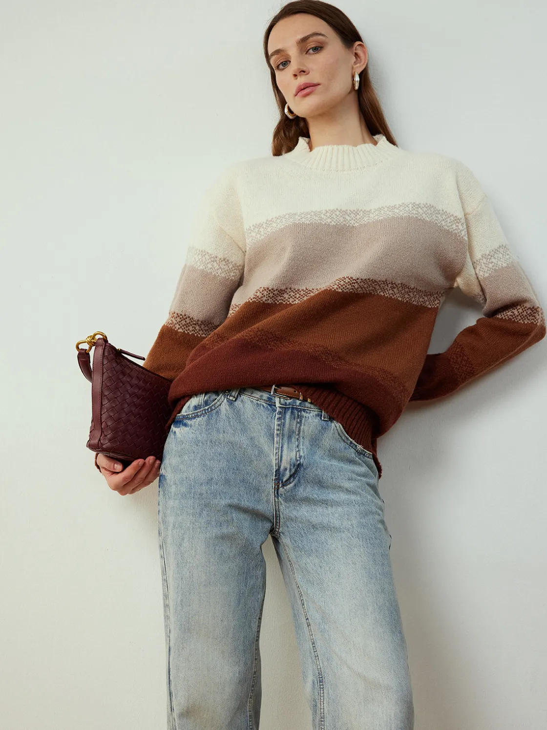 COMMENSE Color Block Shift Pullover Sweater* Sweater Tops|Sweaters & Cardigans