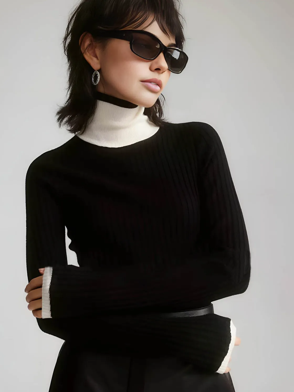 COMMENSE Color Block Slim Cozy Sweater* Sweater Tops|Sweaters & Cardigans