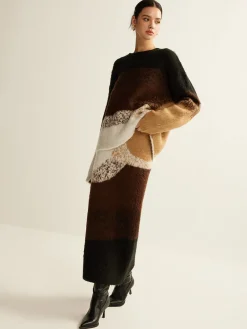 COMMENSE Color Block Sweater Skirt* Skirts|Knitwear