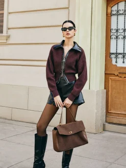 COMMENSE Color Block Zipper Knit Top* Sweater Tops|Sweaters & Cardigans