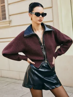 COMMENSE Color Block Zipper Knit Top* Sweater Tops|Sweaters & Cardigans