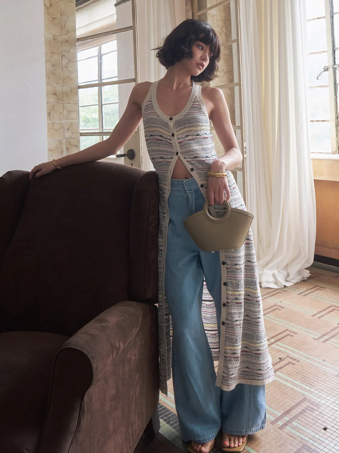 COMMENSE Colorful Striped Breasted Knit Cardigan* Cardigans|Sweaters & Cardigans