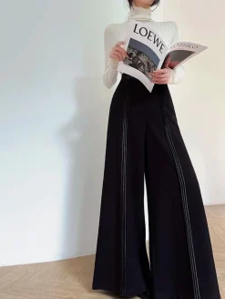 COMMENSE Contrast Bars Wide-Leg Flare Pants* Pants|Bottoms