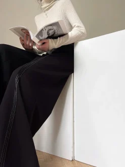 COMMENSE Contrast Bars Wide-Leg Flare Pants* Pants|Bottoms