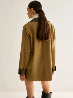 COMMENSE Contrast Binding Button Trench Coat* Outerwear|Coats