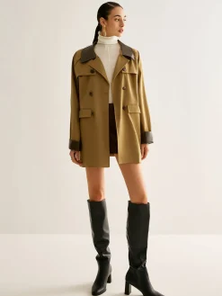 COMMENSE Contrast Binding Button Trench Coat* Outerwear|Coats