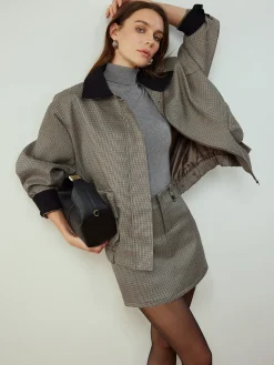 COMMENSE Contrast Binding Cargo Skirt Set* Skirt Sets|Long Sleeve Sets