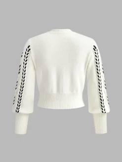 COMMENSE Contrast Binding Cinched Sweater* Sweater Tops|Sweaters & Cardigans