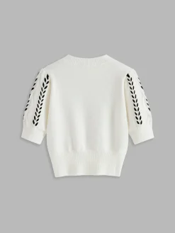 COMMENSE Contrast Binding Corset Cable Knit Top* Sweater Tops|Sweaters & Cardigans