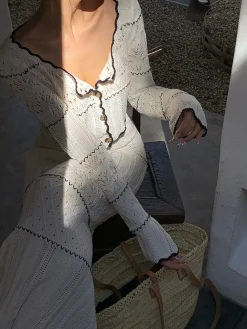 COMMENSE Contrast Binding Knit Maxi Skirt* Skirts|Knitwear