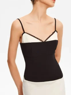 COMMENSE Contrast Binding Lace Trim Cami Top* Tank Tops & Camis|Tops