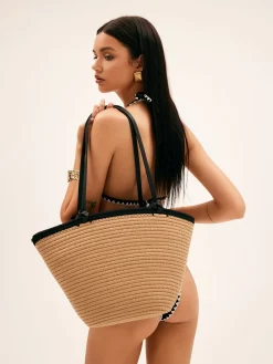 COMMENSE Contrast Binding Large Capacity Vacation Straw Bag* Bags|Accessories