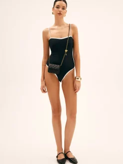 COMMENSE Contrast Binding One Piece Swimsuit* Swimwear|Tops