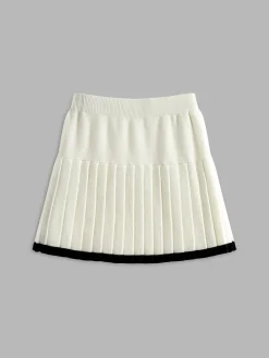 COMMENSE Contrast Binding Pleated Mini Sweater Skirt* Knitwear