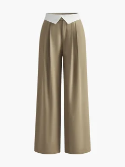 COMMENSE Contrast Binding Wide-Leg Pants* Pants|Bottoms