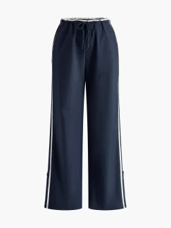 COMMENSE Contrast Binding Zipper Long Pants* Pants|Bottoms