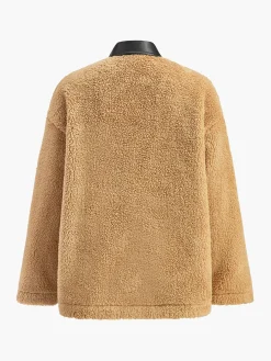 COMMENSE Contrast Collar Button Fleece Jacket* Outerwear|Jackets