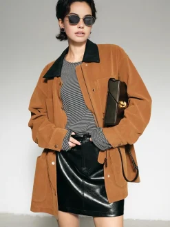 COMMENSE Contrast Collar Suede Blazer* Outerwear|Blazers