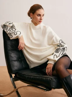 COMMENSE Contrast Curve Shift Sweater* Sweater Tops|Sweaters & Cardigans