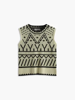 COMMENSE Contrast Knit Vest* Sweater Vests|Sweaters & Cardigans
