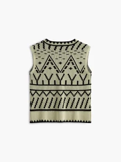 COMMENSE Contrast Knit Vest* Sweater Vests|Sweaters & Cardigans
