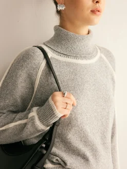 COMMENSE Contrast Piping Turtleneck Sweater* Sweater Tops|Sweaters & Cardigans