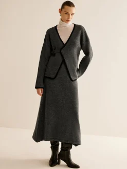 COMMENSE Contrast Side Piping Belted Sweater Co-ords* Sweater Tops|Sweaters & Cardigans